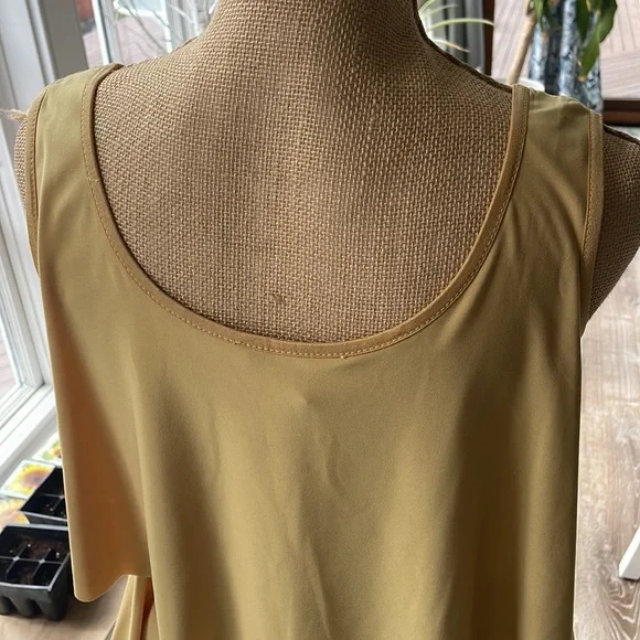 Joseph Ribkoff Mustard color layered ruffle  dress - Picture 7 of 9